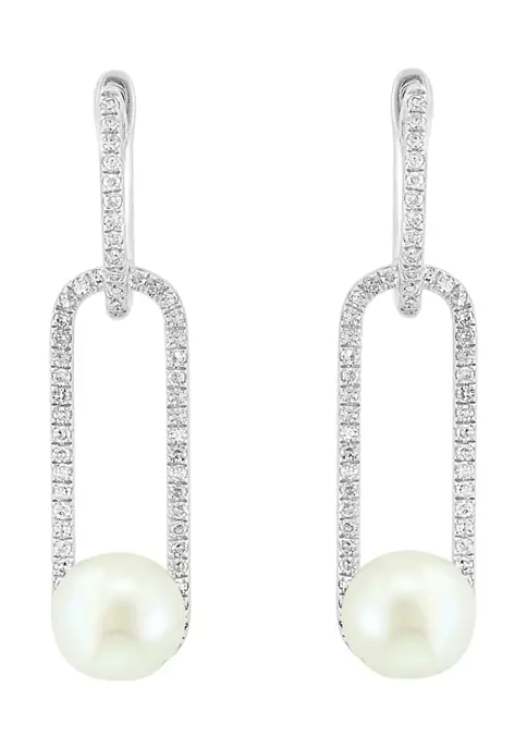 Deals 😉 1/2 ct. t.w. Diamond and Freshwater Pearl Earrings in 14K White Gold by Effy® 🔥 4 Deals 😉 1/2 ct. t.w. Diamond and Freshwater Pearl Earrings in 14K White Gold by Effy® 🔥 - Image 4