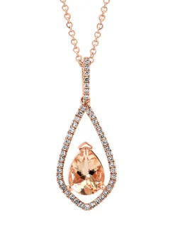 Best Pirce ⌛ 1/5 ct. t.w. Diamond and 1.44 ct. t.w. Morganite Pendant Necklace in 14K Rose Gold by Effy® ❤️ -Effy® Sales Shop Belk 6368