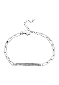 Best Sale ✔️ 1/4 ct. t.w. Diamond Bar Paperclip Bracelet in Sterling Silver by Effy® ✨ -Effy® Sales Shop Belk 6376