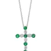 Hot Sale 🔥 1/10 ct. t.w. Diamond and 1/2 ct. t.w. Emerald Pendant Necklace in 14K White Gold by Effy® ⭐