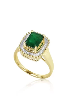 Cheap 🎉 1.42 ct. t.w. Emerald and 1/2 ct. t.w. Diamond Ring in 14K Yellow Gold by Effy® 🎁