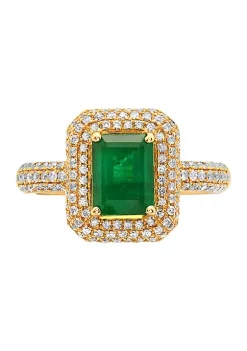 Best deal ❤️ 1.42 ct. t.w. Emerald and 1/2 ct. t.w. Diamond Ring in 14K Yellow Gold by Effy® 👍 -Effy® Sales Shop Belk 642