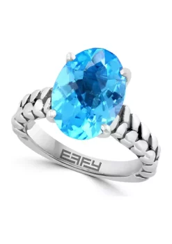 Effy® Sales Shop 37 Wholesale ❤️ Blue Topaz Braided Ring in 18K Sterling Silver by Effy® 🎁