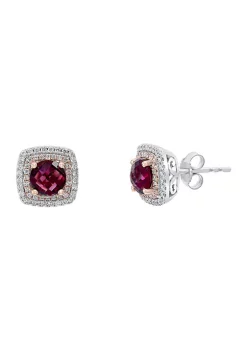 Wholesale ⌛ 2.25 ct. t.w. Rhodolite and 1/3 ct. t.w. Diamond Stud Earrings in 14K Two-Tone Gold by Effy® ✨