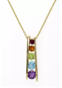 Wholesale 😉 1.33 ct. t.w. Amethyst, Blue Topaz, Citrine, Rhodolite, and Peridot Pendant Necklace in 14K Yellow Gold by Effy® 🧨
