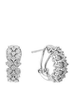 Best Sale 🔔 Sterling Silver Illusion Set Diamond Hoop Earrings by Effy® ✔️