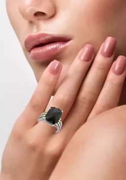 New ⭐ 9.85 ct. t.w. Black Onyx Ring in 14k Yellow Gold and Sterling Silver by Effy® 🌟 -Effy® Sales Shop Belk 679