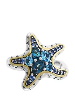 Deals ✨ Blue Topaz, London Blue, Sapphire Ring in Sterling Silver and 18k Yellow Gold by Effy® 🥰 -Effy® Sales Shop Belk 68