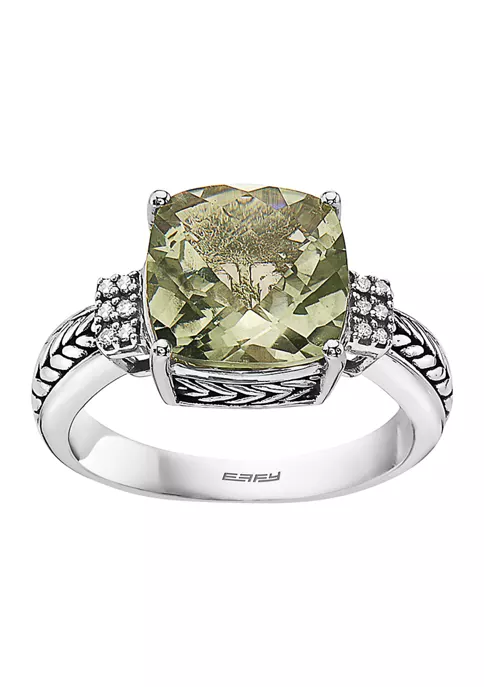 Deals 🔔 1/10 ct. t.w. Diamond and 4 ct. t.w. Green Amethyst Ring in Sterling Silver by Effy® 👏 1 Deals 🔔 1/10 ct. t.w. Diamond and 4 ct. t.w. Green Amethyst Ring in Sterling Silver by Effy® 👏