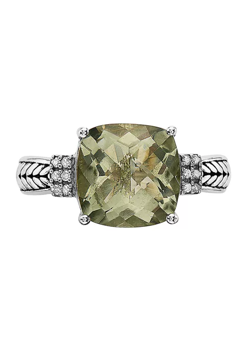Deals 🔔 1/10 ct. t.w. Diamond and 4 ct. t.w. Green Amethyst Ring in Sterling Silver by Effy® 👏 2 Deals 🔔 1/10 ct. t.w. Diamond and 4 ct. t.w. Green Amethyst Ring in Sterling Silver by Effy® 👏 - Image 2