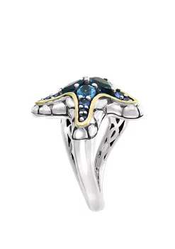 Deals ✨ Blue Topaz, London Blue, Sapphire Ring in Sterling Silver and 18k Yellow Gold by Effy® 🥰 -Effy® Sales Shop Belk 69