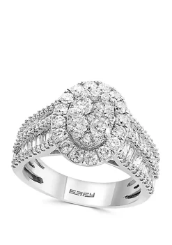 Best deal ⭐ 1.94 ct. t.w. Round and Baguette Diamond Cluster Ring in 14k White Gold by Effy® 🧨 -Effy® Sales Shop Belk 694
