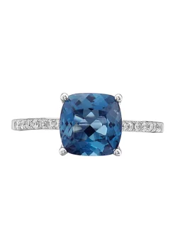 Hot Sale 🥰 1/8 ct. t.w. Diamonds and 2.5 ct. t.w. London Blue Topaz Ring in 14k White Gold by Effy® 🎉