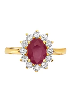 Effy® Sales Shop 28 Best Pirce 😉 1.33 ct. t.w. Ruby and 1/2 ct. t.w. Diamond Ring in 14K Yellow Gold by Effy® ✔️