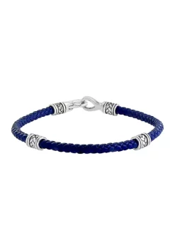 Best reviews of ✨ Men's Sterling Silver and Blue Leather Bracelet by Effy® 👍