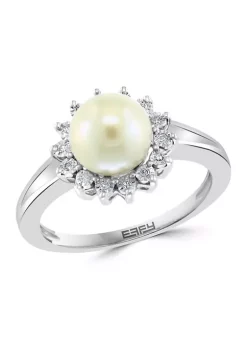 Top 10 🤩 1/10 ct. t.w. Diamond and Freshwater Pearl Ring in Sterling Silver by Effy® 🤩