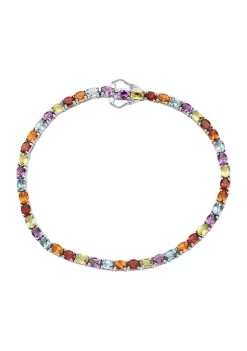 Coupon 😀 9.1 ct. t.w. Multi-Colored Semi-Precious Gemstone Bracelet in Sterling Silver by Effy® 🔥