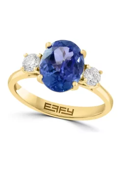 Hot Sale 😉 14K Yellow Gold Diamond and Tanzanite Ring by Effy® 🎁