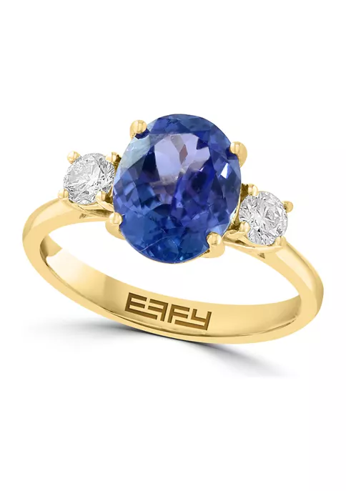 Hot Sale 😉 14K Yellow Gold Diamond and Tanzanite Ring by Effy® 🎁 1 Hot Sale 😉 14K Yellow Gold Diamond and Tanzanite Ring by Effy® 🎁
