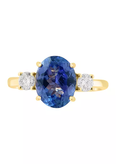 Hot Sale 😉 14K Yellow Gold Diamond and Tanzanite Ring by Effy® 🎁 2 Hot Sale 😉 14K Yellow Gold Diamond and Tanzanite Ring by Effy® 🎁 - Image 2