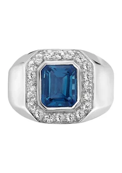 Hot Sale 💯 Men's Sterling Silver 4.71 ct. t.w. London Blue and White Sapphire Ring by Effy® 🥰