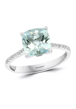 Promo ❤️ 1.9 ct. t.w. Aquamarine and 1/8 ct. t.w. Diamond Ring in 14k White Gold by Effy® 🎁