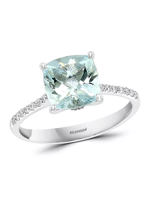 Promo ❤️ 1.9 ct. t.w. Aquamarine and 1/8 ct. t.w. Diamond Ring in 14k White Gold by Effy® 🎁 1 Promo ❤️ 1.9 ct. t.w. Aquamarine and 1/8 ct. t.w. Diamond Ring in 14k White Gold by Effy® 🎁