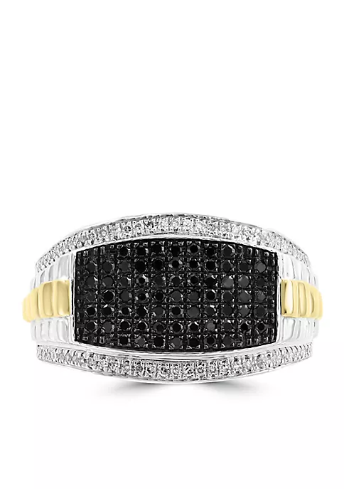 Brand new 👏 Men's 1/2 ct. t.w. Diamond and Black Diamond Ring in Sterling Silver and 14k Yellow Gold by Effy® ⭐ 2 Brand new 👏 Men's 1/2 ct. t.w. Diamond and Black Diamond Ring in Sterling Silver and 14k Yellow Gold by Effy® ⭐ - Image 2