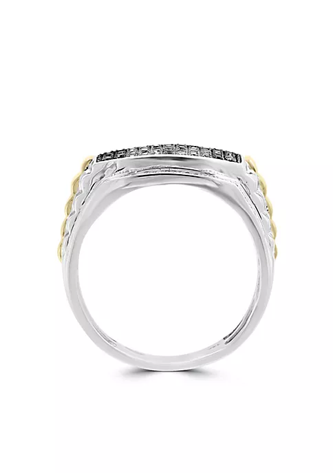 Brand new 👏 Men's 1/2 ct. t.w. Diamond and Black Diamond Ring in Sterling Silver and 14k Yellow Gold by Effy® ⭐ 3 Brand new 👏 Men's 1/2 ct. t.w. Diamond and Black Diamond Ring in Sterling Silver and 14k Yellow Gold by Effy® ⭐ - Image 3
