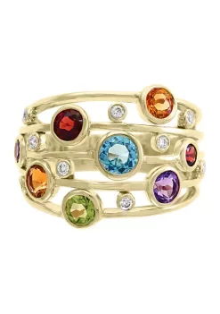 Brand new 🎁 1/10 ct. t.w. Diamond and 2.6 ct. t.w. Mixed Semi Precious Gemstone Mosaic Ring in 14K Yellow Gold by Effy® 🧨 -Effy® Sales Shop Belk 788