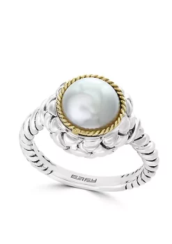 Best Pirce ⌛ 18k Yellow Gold Sterling Silver Freshwater Pearl Ring by Effy® 😉