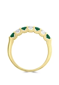 Flash Sale 🥰 1/4 ct. t.w. Diamond and 3/8 ct. t.w. Natural Emerald Ring in 14k Yellow Gold by Effy® 😀 -Effy® Sales Shop Belk 798
