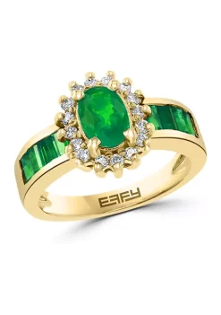 Best reviews of 🎉 1/4 ct. t.w. Diamond and 1.52 ct. t.w. Emerald Ring in 14K Yellow Gold by Effy® 🧨 -Effy® Sales Shop Belk 807