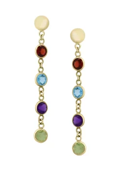 Discount 🎉 1/3 ct. t.w. Amethyst, 5/8 ct. t.w. Blue Topaz, 1/2 ct. t.w. Garnet, 1/2 ct. t.w. Peridot Earrings in 14k Yellow Gold by Effy® 🎁