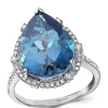Best Sale 🌟 1/3 ct. t.w. Diamond and 9.1 ct. t.w. London Blue Topaz Ring in 14K White Gold by Effy® 🎉