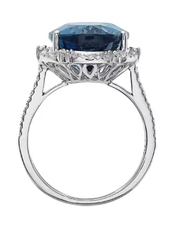 Best Sale 🌟 1/3 ct. t.w. Diamond and 9.1 ct. t.w. London Blue Topaz Ring in 14K White Gold by Effy® 🎉 -Effy® Sales Shop Belk 876