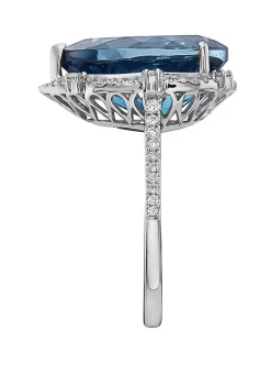 Best Sale 🌟 1/3 ct. t.w. Diamond and 9.1 ct. t.w. London Blue Topaz Ring in 14K White Gold by Effy® 🎉 -Effy® Sales Shop Belk 877