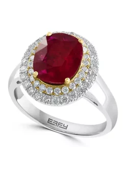Wholesale ⭐ 14K White & Yellow Gold Diamond and Natural Ruby Ring by Effy® 🤩