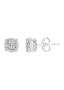 Promo 🤩 Sterling Silver 1/4 ct. t.w. Diamond Miracle Set Diamond Cluster Studs by Effy® 🌟