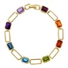 Hot Sale 👏 14K Yellow Gold Amethyst, Pink Amethyst, Blue Topaz, London Blue Topaz, Citrine, Madera Citrine, Rhodolite, and Peridot Bracelet by Effy® 👏