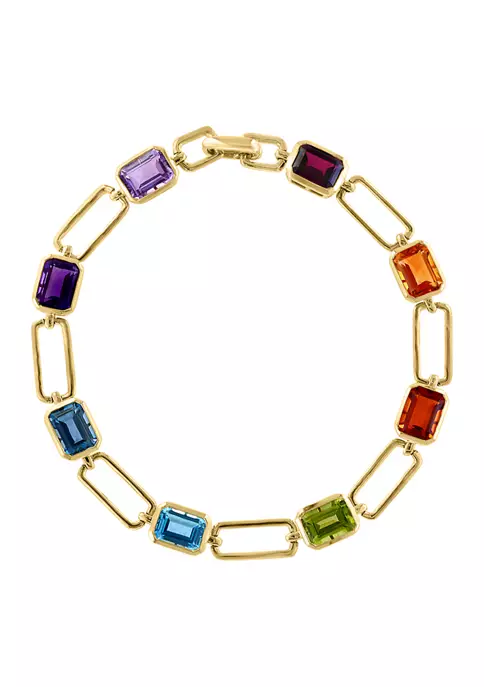 Hot Sale 👏 14K Yellow Gold Amethyst, Pink Amethyst, Blue Topaz, London Blue Topaz, Citrine, Madera Citrine, Rhodolite, and Peridot Bracelet by Effy® 👏 1 Hot Sale 👏 14K Yellow Gold Amethyst, Pink Amethyst, Blue Topaz, London Blue Topaz, Citrine, Madera Citrine, Rhodolite, and Peridot Bracelet by Effy® 👏