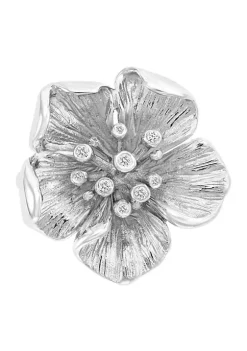 Promo ⌛ 0.07 ct. t.w. Diamond Flower Ring in Sterling Silver by Effy® ✨ -Effy® Sales Shop Belk 913