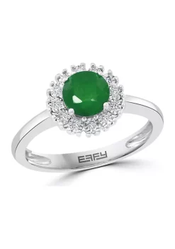 Top 10 😉 3/4 ct. t.w. Natural Emerald and 1/10 ct. t.w. Diamond Ring in Sterling Silver by Effy® 🧨