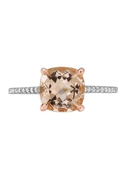 Budget 😍 1/10 ct. t.w. Diamond and 2.1 ct. t.w. Morganite Ring in 14K Two-Tone Gold by Effy® 🧨