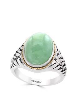 Outlet 🌟 Sterling Silver 18K Yellow Gold Oval Jade Ring by Effy® 🛒