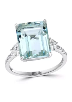 Top 10 🧨 1/5 ct. t.w. Diamond and 6.15 ct. t.w. Aquamarine Ring in 14K White Gold by Effy® 😀 -Effy® Sales Shop Belk 97