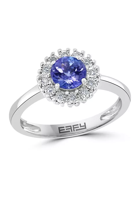 Outlet 😀 3/4 ct. t.w. Natural Tanzanite and 1/10 ct. t.w. Diamond Ring in Sterling Silver by Effy® ⭐ 1 Outlet 😀 3/4 ct. t.w. Natural Tanzanite and 1/10 ct. t.w. Diamond Ring in Sterling Silver by Effy® ⭐