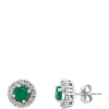 Promo ✨ 1/10 ct. t.w. Diamond, 0.95 ct. t.w. Natural Emerald Earrings in 14K White Gold by Effy® 🎁