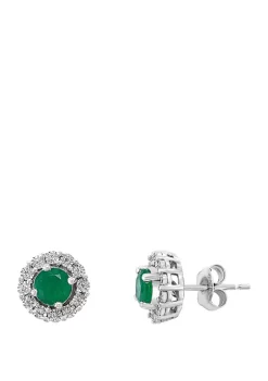 Promo ✨ 1/10 ct. t.w. Diamond, 0.95 ct. t.w. Natural Emerald Earrings in 14K White Gold by Effy® 🎁