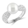 Outlet 🎁 White Topaz and Freshwater Pearl Ring in Sterling Silver by Effy® 🛒